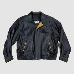 Black and yellow leather jacket